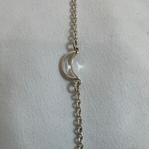 NRQ Stamped Silver Tone Dainty Stackable Moon Bracelet